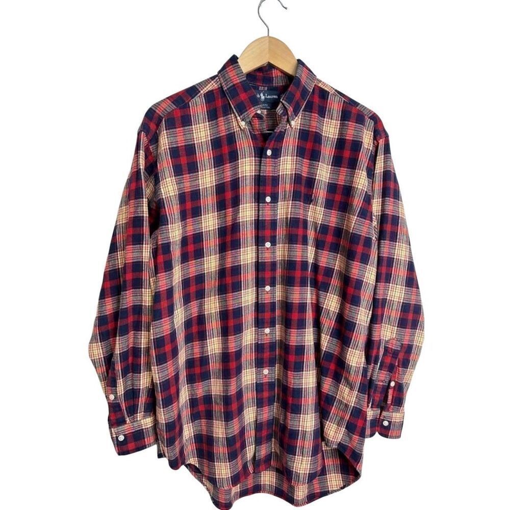 Ralph Lauren Shirt Mens Size Medium‎ Plaid Blair’s Long Sleeve 100% Cotton